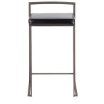 Fuji 26-Inch Industrial Stackable Black Faux Leather Counter Stools (Set of 3) 19 Fuji 26-Inch Industrial Stackable Black Faux Leather Counter Stools (Set of 3)