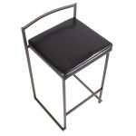 Fuji 26-Inch Industrial Stackable Black Faux Leather Counter Stools (Set of 3) 20 Fuji 26-Inch Industrial Stackable Black Faux Leather Counter Stools (Set of 3)