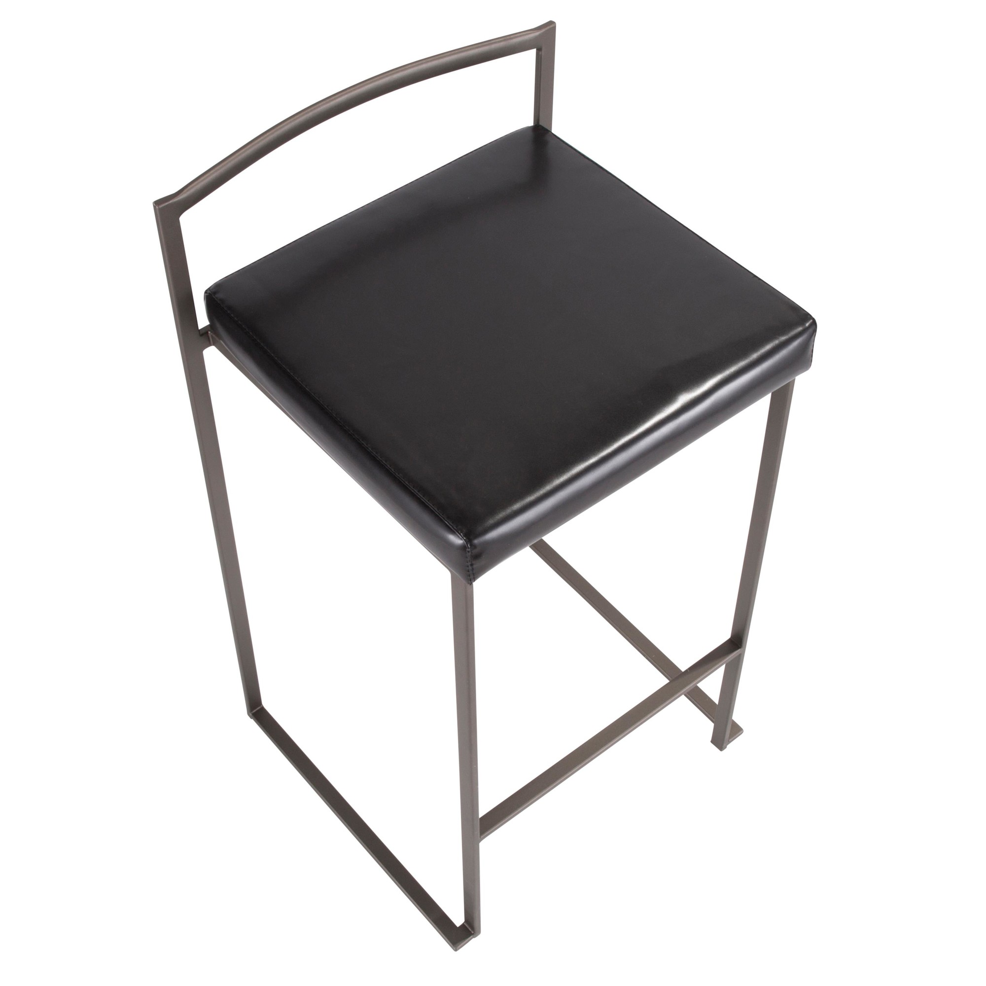Fuji 26-Inch Industrial Stackable Black Faux Leather Counter Stools (Set of 3) 9 Fuji 26-Inch Industrial Stackable Black Faux Leather Counter Stools (Set of 3) - Image 9
