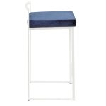 Fuji 26-Inch White Metal Blue Velvet Contemporary Stools (Set of 3) 16 Fuji 26-Inch White Metal Blue Velvet Contemporary Stools (Set of 3)