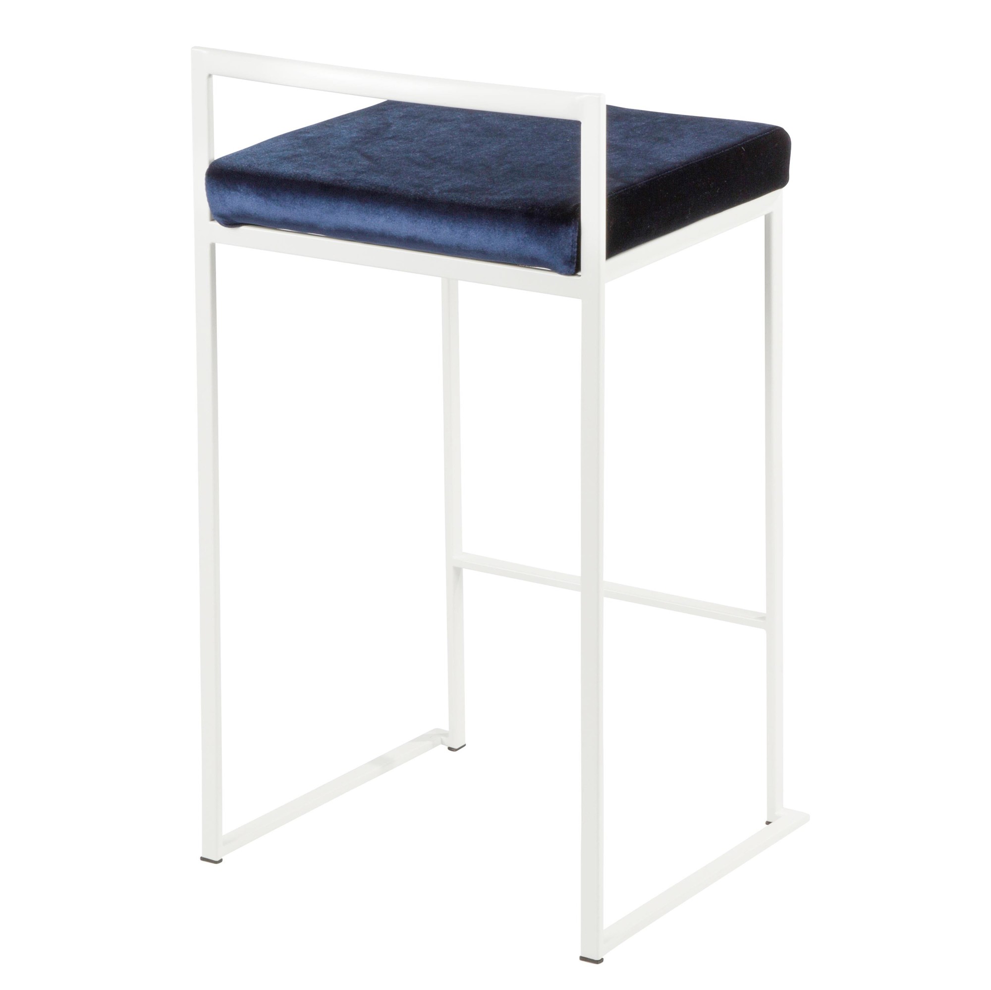 Fuji 26-Inch White Metal Blue Velvet Contemporary Stools (Set of 3) 6 Fuji 26-Inch White Metal Blue Velvet Contemporary Stools (Set of 3) - Image 6