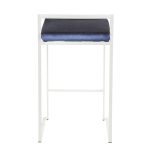 Fuji 26-Inch White Metal Blue Velvet Contemporary Stools (Set of 3) 18 Fuji 26-Inch White Metal Blue Velvet Contemporary Stools (Set of 3)
