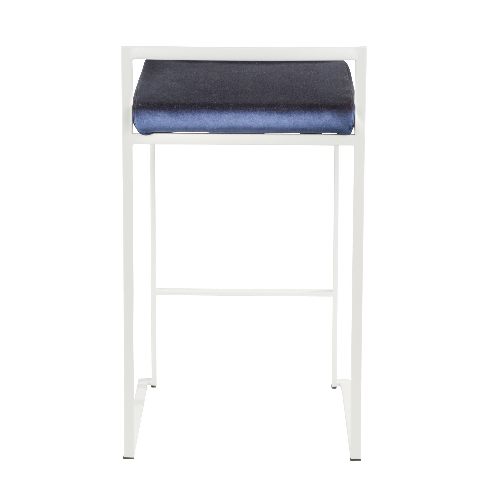Fuji 26-Inch White Metal Blue Velvet Contemporary Stools (Set of 3) 7 Fuji 26-Inch White Metal Blue Velvet Contemporary Stools (Set of 3) - Image 7