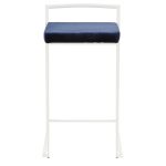Fuji 26-Inch White Metal Blue Velvet Contemporary Stools (Set of 3) 19 Fuji 26-Inch White Metal Blue Velvet Contemporary Stools (Set of 3)
