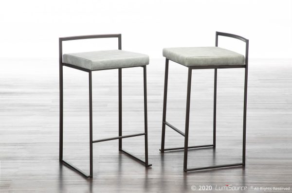 Fuji 26 Industrial Stackable Counter Stools Antique Metal Set of 3 Set of 3 1