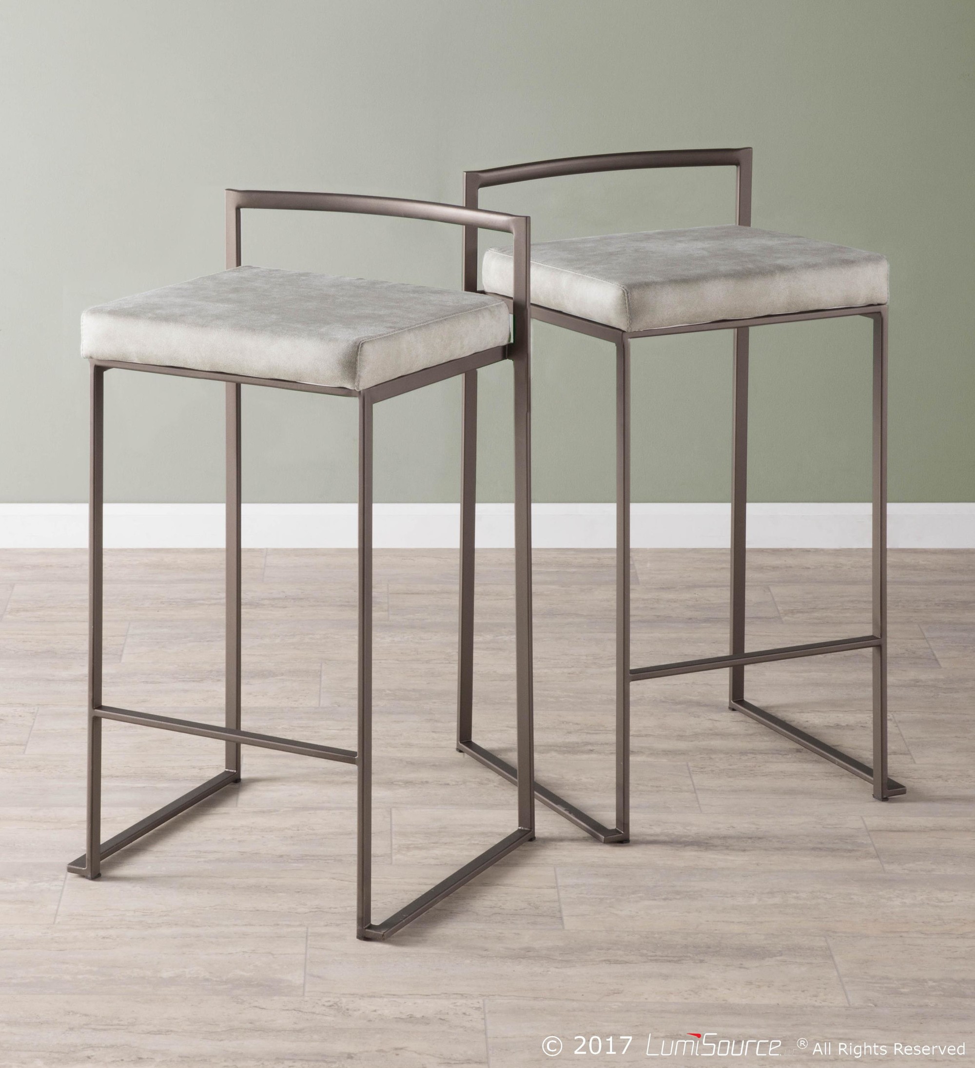 Fuji 26" Industrial Stackable Counter Stools Antique Metal (Set of 3) (Set of 3) 3 Fuji 26" Industrial Stackable Counter Stools Antique Metal (Set of 3) (Set of 3) - Image 3
