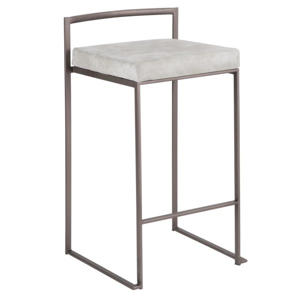 Fuji 26 Industrial Stackable Counter Stools Antique Metal Set of 3 Set of 3 3