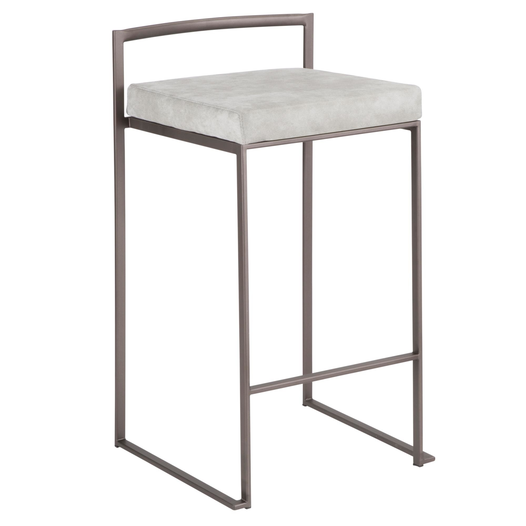 Fuji 26" Industrial Stackable Counter Stools Antique Metal (Set of 3) (Set of 3) 4 Fuji 26" Industrial Stackable Counter Stools Antique Metal (Set of 3) (Set of 3) - Image 4