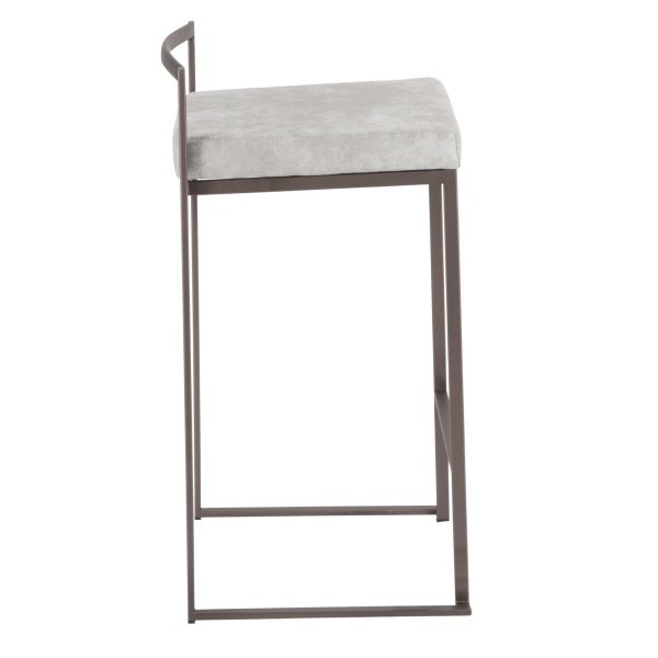 Fuji 26 Industrial Stackable Counter Stools Antique Metal Set of 3 Set of 3 4