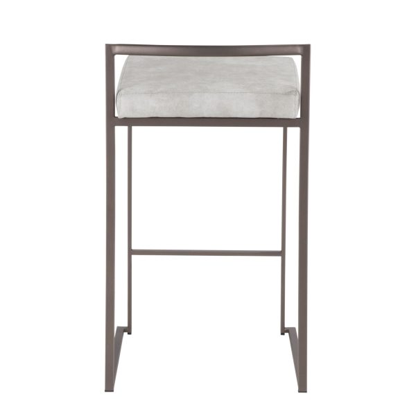 Fuji 26 Industrial Stackable Counter Stools Antique Metal Set of 3 Set of 3 6