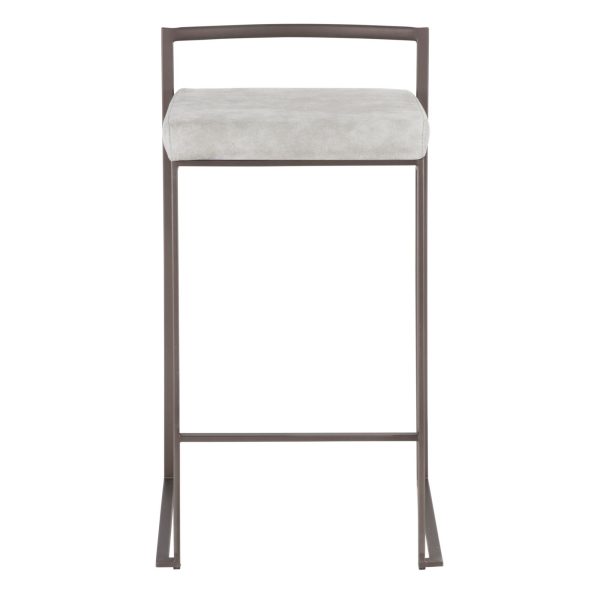 Fuji 26 Industrial Stackable Counter Stools Antique Metal Set of 3 Set of 3 7