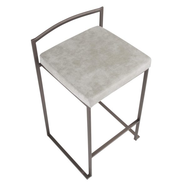Fuji 26 Industrial Stackable Counter Stools Antique Metal Set of 3 Set of 3 8