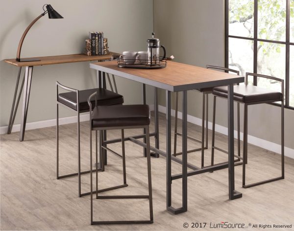 Fuji 26 Industrial Stackable Counter Stools Antique Metal and Bamboo Seat Set of 3 Set of 3 3