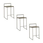 Fuji 26" Industrial Stackable Counter Stools Antique Metal and Bamboo Seat (Set of 3) (Set of 3) 17 Fuji 26" Industrial Stackable Counter Stools Antique Metal and Bamboo Seat (Set of 3) (Set of 3)
