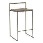 Fuji 26" Industrial Stackable Counter Stools Antique Metal and Bamboo Seat (Set of 3) (Set of 3) 18 Fuji 26" Industrial Stackable Counter Stools Antique Metal and Bamboo Seat (Set of 3) (Set of 3)