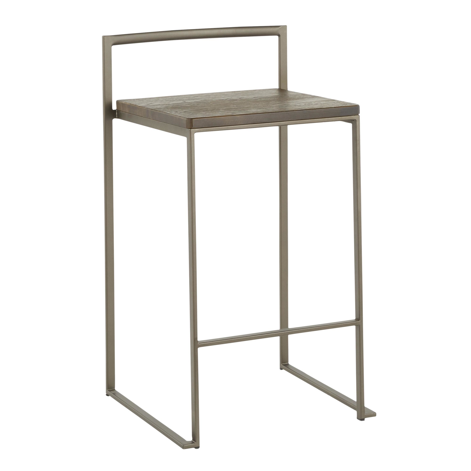 Fuji 26" Industrial Stackable Counter Stools Antique Metal and Bamboo Seat (Set of 3) (Set of 3) 6 Fuji 26" Industrial Stackable Counter Stools Antique Metal and Bamboo Seat (Set of 3) (Set of 3) - Image 6