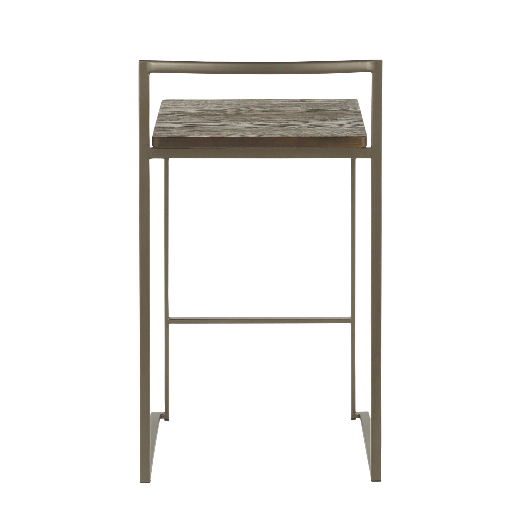 Fuji 26" Industrial Stackable Counter Stools Antique Metal and Bamboo Seat (Set of 3) (Set of 3) 9 Fuji 26" Industrial Stackable Counter Stools Antique Metal and Bamboo Seat (Set of 3) (Set of 3) - Image 9