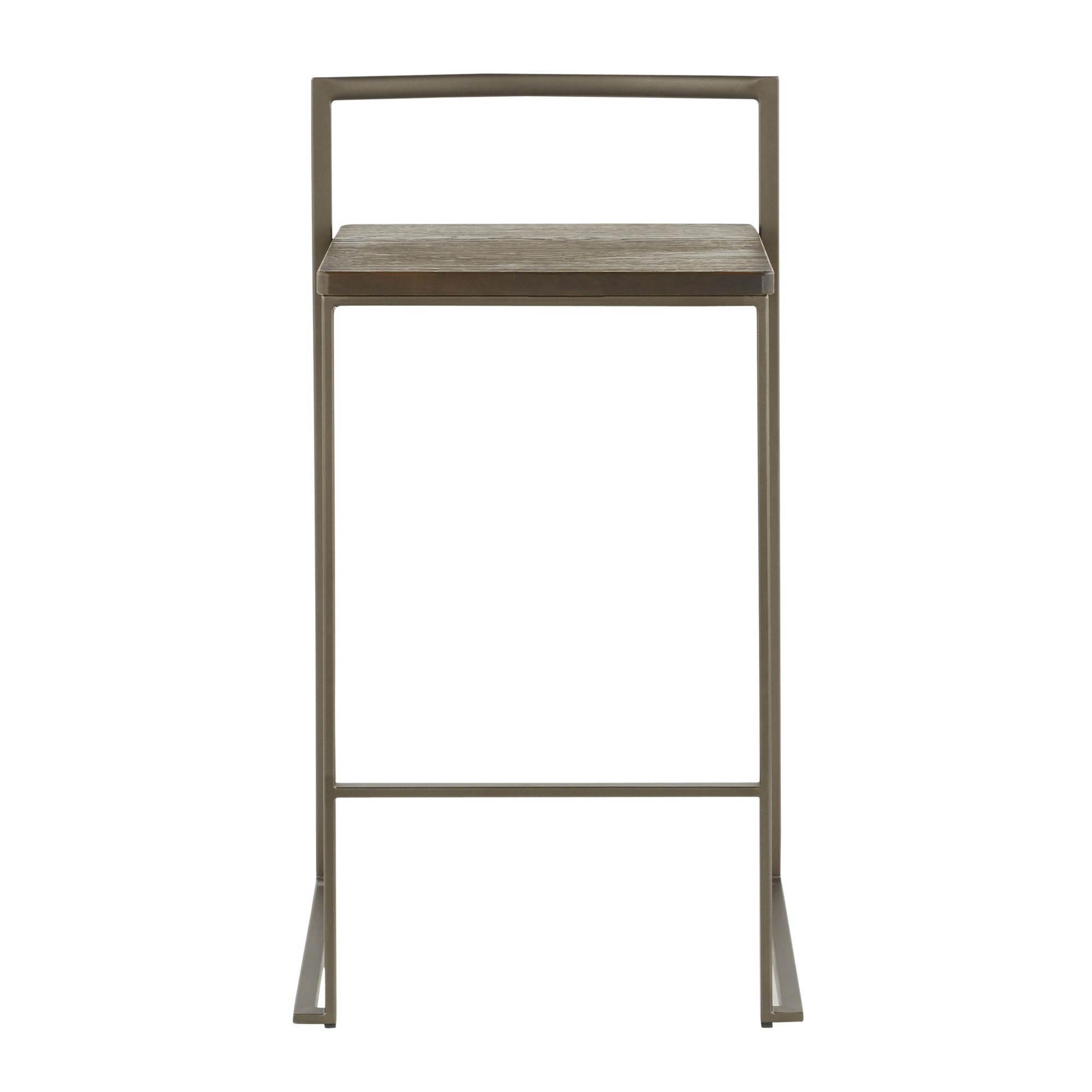 Fuji 26" Industrial Stackable Counter Stools Antique Metal and Bamboo Seat (Set of 3) (Set of 3) 10 Fuji 26" Industrial Stackable Counter Stools Antique Metal and Bamboo Seat (Set of 3) (Set of 3) - Image 10