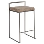 Fuji 26" Industrial Stackable Counter Stools Brown Fabric (Set of 3) (Set of 3) 15 Fuji 26" Industrial Stackable Counter Stools Brown Fabric (Set of 3) (Set of 3)