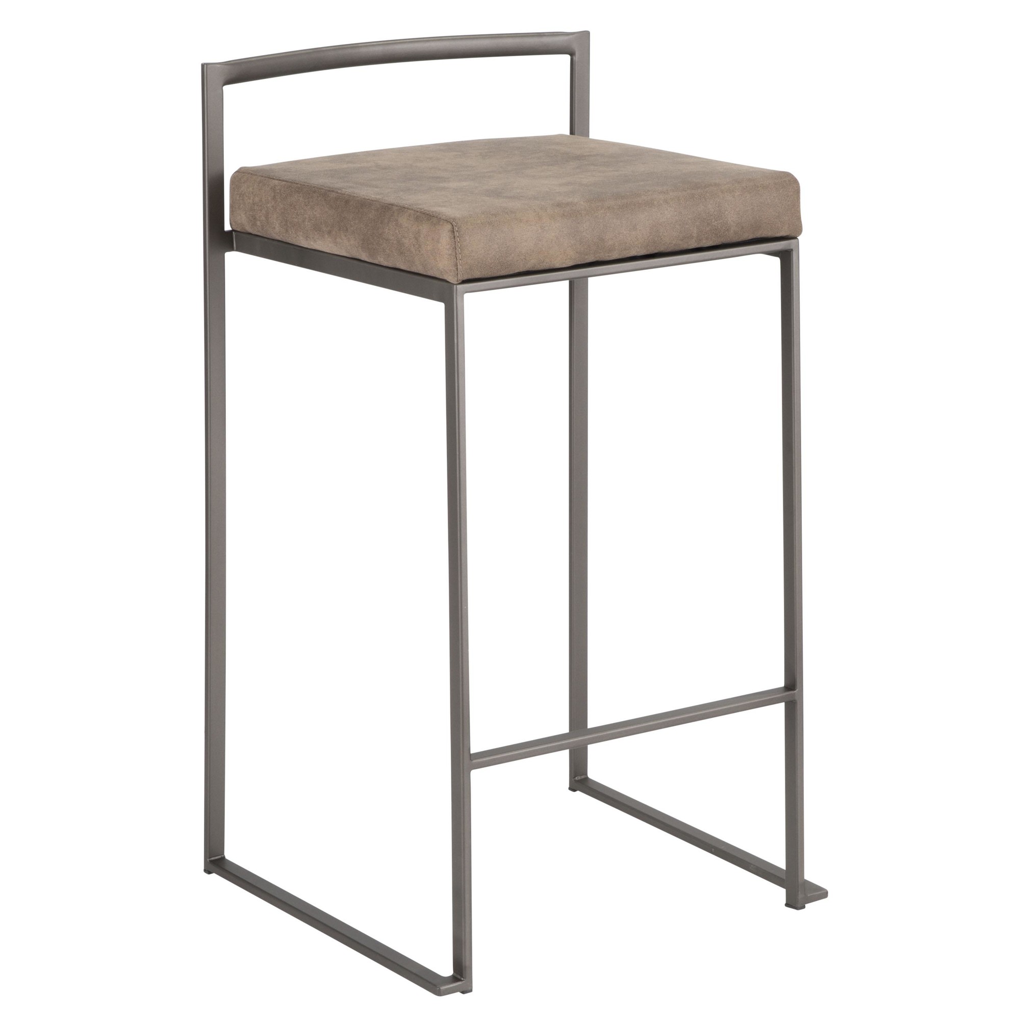 Fuji 26" Industrial Stackable Counter Stools Brown Fabric (Set of 3) (Set of 3) 4 Fuji 26" Industrial Stackable Counter Stools Brown Fabric (Set of 3) (Set of 3) - Image 4