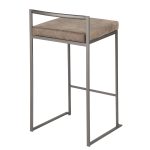 Fuji 26" Industrial Stackable Counter Stools Brown Fabric (Set of 3) (Set of 3) 17 Fuji 26" Industrial Stackable Counter Stools Brown Fabric (Set of 3) (Set of 3)