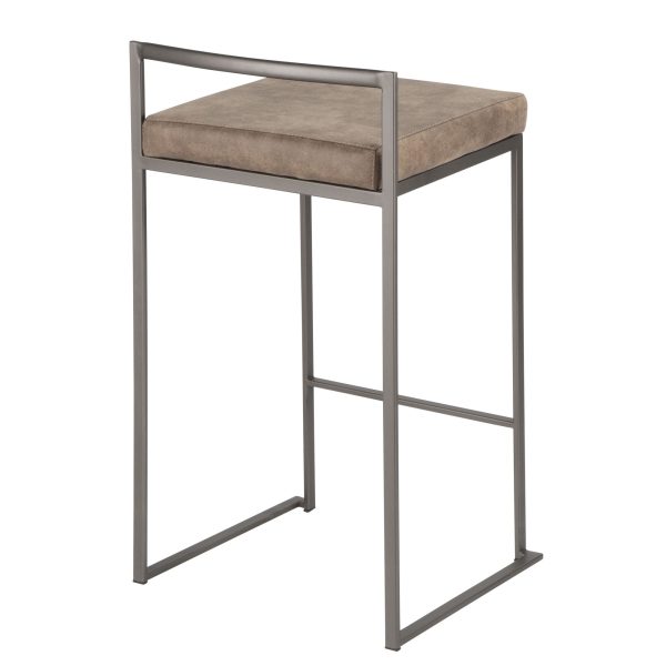 Fuji 26 Industrial Stackable Counter Stools Brown Fabric Set of 3 Set of 3 5