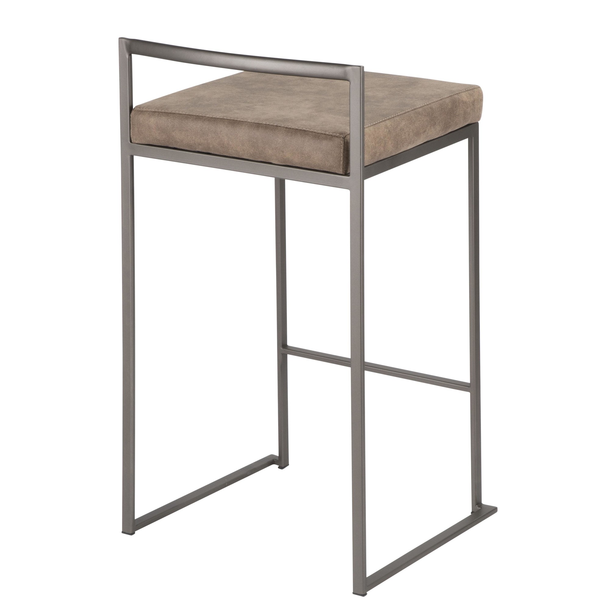Fuji 26" Industrial Stackable Counter Stools Brown Fabric (Set of 3) (Set of 3) 6 Fuji 26" Industrial Stackable Counter Stools Brown Fabric (Set of 3) (Set of 3) - Image 6