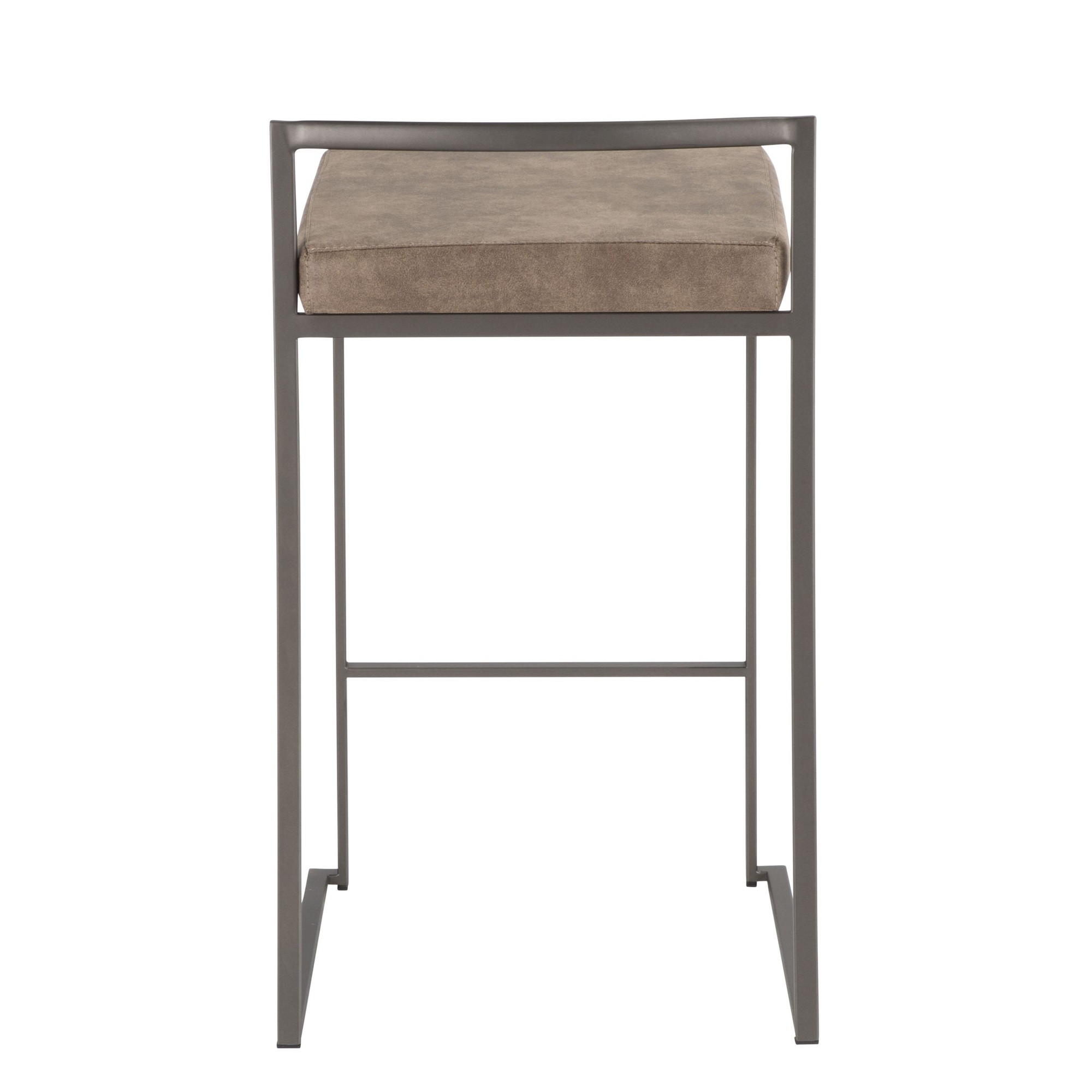 Fuji 26" Industrial Stackable Counter Stools Brown Fabric (Set of 3) (Set of 3) 7 Fuji 26" Industrial Stackable Counter Stools Brown Fabric (Set of 3) (Set of 3) - Image 7