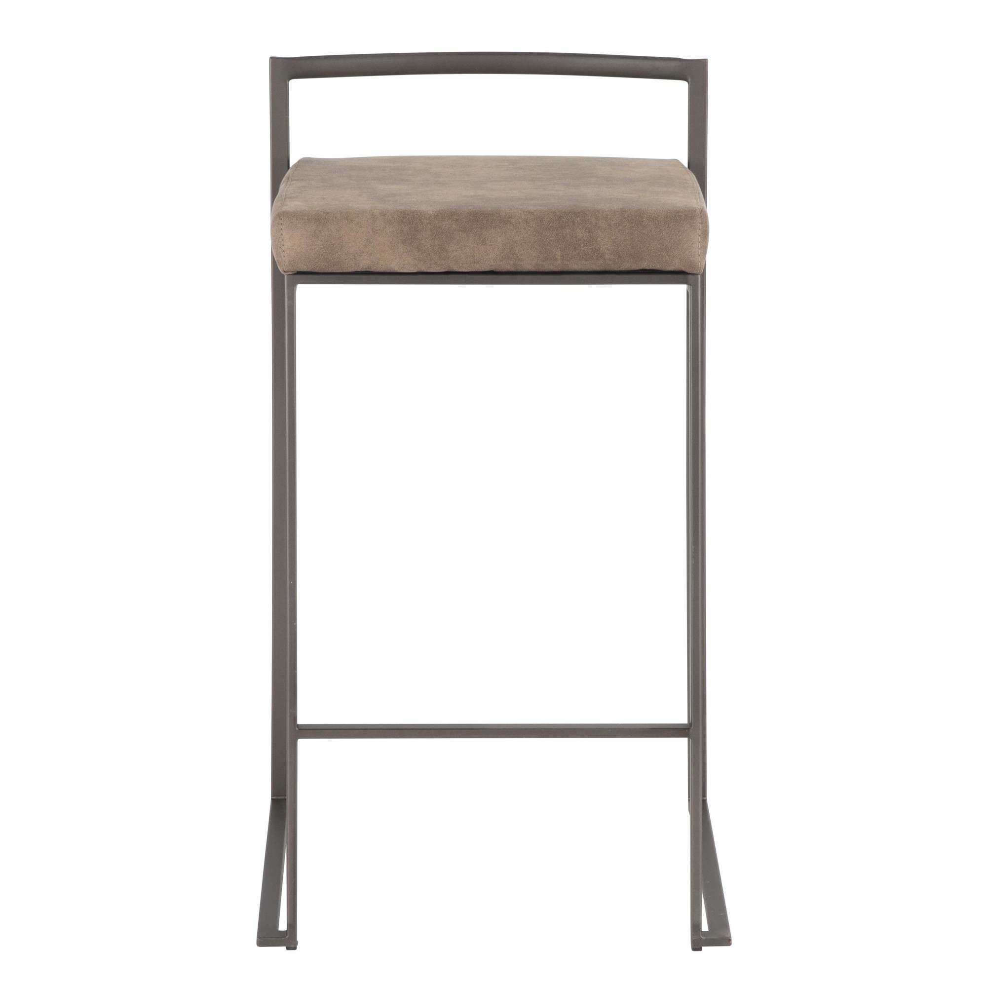 Fuji 26" Industrial Stackable Counter Stools Brown Fabric (Set of 3) (Set of 3) 8 Fuji 26" Industrial Stackable Counter Stools Brown Fabric (Set of 3) (Set of 3) - Image 8