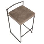 Fuji 26" Industrial Stackable Counter Stools Brown Fabric (Set of 3) (Set of 3) 20 Fuji 26" Industrial Stackable Counter Stools Brown Fabric (Set of 3) (Set of 3)