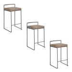 Fuji 26" Industrial Stackable Counter Stools Brown Fabric (Set of 3) (Set of 3) 21 Fuji 26" Industrial Stackable Counter Stools Brown Fabric (Set of 3) (Set of 3)