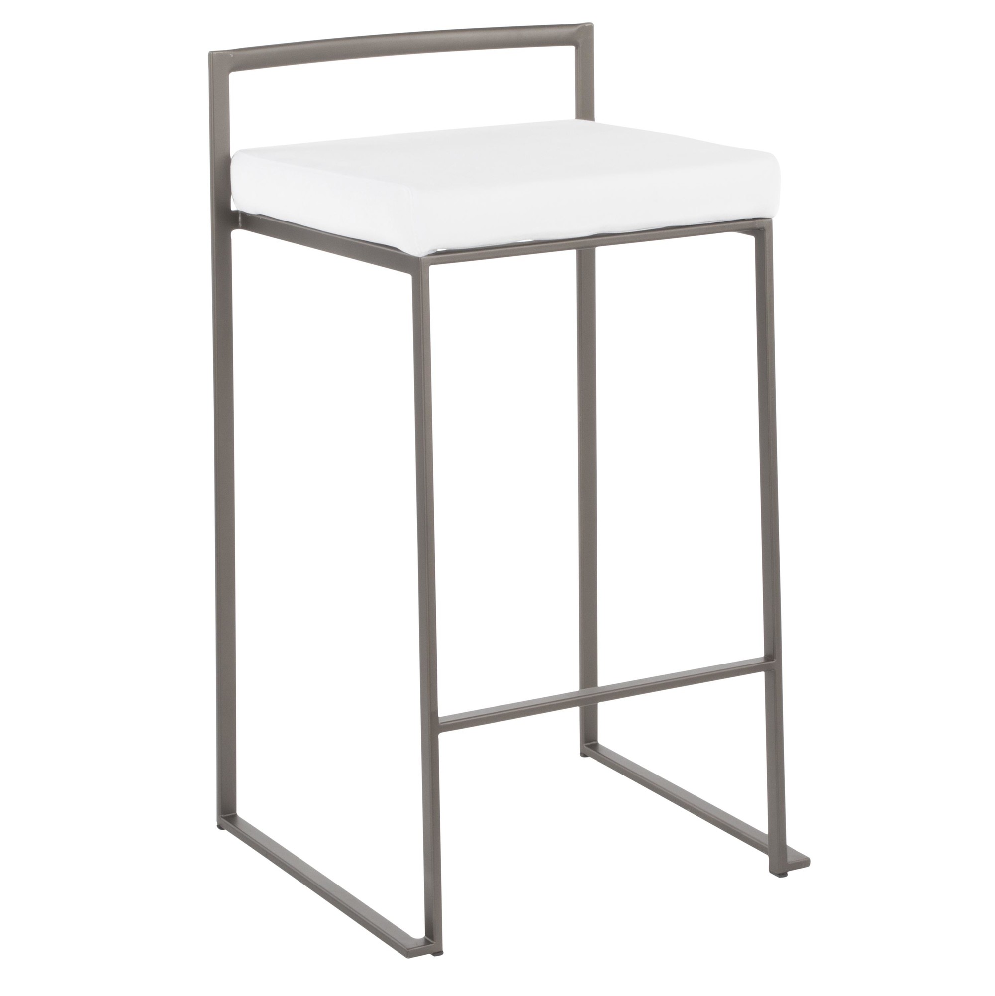 Fuji 26 Industrial White Velvet Counter Stools (Set of 3) 2 Fuji 26 Industrial White Velvet Counter Stools (Set of 3) - Image 2