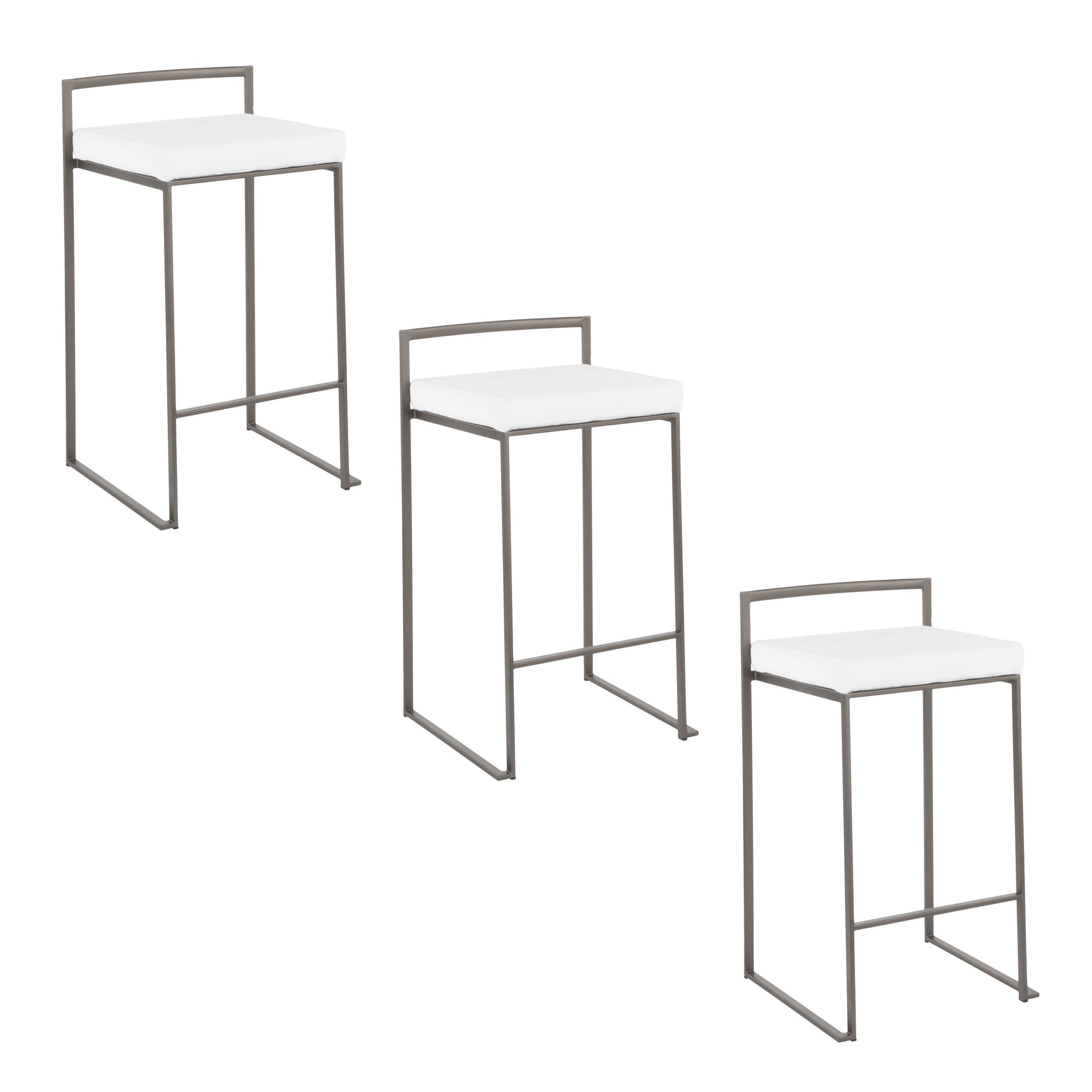 Fuji 26 Industrial White Velvet Counter Stools (Set of 3) 8 Fuji 26 Industrial White Velvet Counter Stools (Set of 3) - Image 8