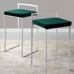 Fuji 26 White Contemporary Stackable Counter Stool Green Velvet (Set of 3) 13 Fuji 26 White Contemporary Stackable Counter Stool Green Velvet (Set of 3)