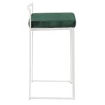 Fuji 26 White Contemporary Stackable Counter Stool Green Velvet (Set of 3) 16 Fuji 26 White Contemporary Stackable Counter Stool Green Velvet (Set of 3)