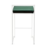Fuji 26 White Contemporary Stackable Counter Stool Green Velvet (Set of 3) 18 Fuji 26 White Contemporary Stackable Counter Stool Green Velvet (Set of 3)