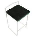 Fuji 26 White Contemporary Stackable Counter Stool Green Velvet (Set of 3) 20 Fuji 26 White Contemporary Stackable Counter Stool Green Velvet (Set of 3)