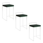 Fuji 26 White Contemporary Stackable Counter Stool Green Velvet (Set of 3) 21 Fuji 26 White Contemporary Stackable Counter Stool Green Velvet (Set of 3)