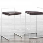 Fuji 26 White Metal Brown Faux Leather Contemporary Stools (Set of 3) 12 Fuji 26 White Metal Brown Faux Leather Contemporary Stools (Set of 3)