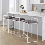 Fuji 26 White Metal Brown Faux Leather Contemporary Stools (Set of 3) 14 Fuji 26 White Metal Brown Faux Leather Contemporary Stools (Set of 3)