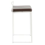 Fuji 26 White Metal Brown Faux Leather Contemporary Stools (Set of 3) 16 Fuji 26 White Metal Brown Faux Leather Contemporary Stools (Set of 3)