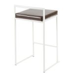 Fuji 26 White Metal Brown Faux Leather Contemporary Stools (Set of 3) 17 Fuji 26 White Metal Brown Faux Leather Contemporary Stools (Set of 3)