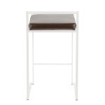 Fuji 26 White Metal Brown Faux Leather Contemporary Stools (Set of 3) 18 Fuji 26 White Metal Brown Faux Leather Contemporary Stools (Set of 3)