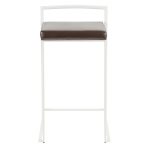 Fuji 26 White Metal Brown Faux Leather Contemporary Stools (Set of 3) 19 Fuji 26 White Metal Brown Faux Leather Contemporary Stools (Set of 3)
