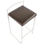Fuji 26 White Metal Brown Faux Leather Contemporary Stools (Set of 3) 20 Fuji 26 White Metal Brown Faux Leather Contemporary Stools (Set of 3)