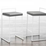 Fuji 26 White Metal Grey Faux Leather Contemporary Stools (Set of 3) 14 Fuji 26 White Metal Grey Faux Leather Contemporary Stools (Set of 3)
