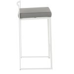 Fuji 26 White Metal Grey Faux Leather Contemporary Stools (Set of 3) 16 Fuji 26 White Metal Grey Faux Leather Contemporary Stools (Set of 3)