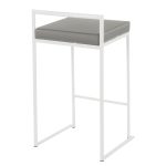 Fuji 26 White Metal Grey Faux Leather Contemporary Stools (Set of 3) 17 Fuji 26 White Metal Grey Faux Leather Contemporary Stools (Set of 3)