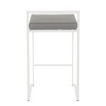 Fuji 26 White Metal Grey Faux Leather Contemporary Stools (Set of 3) 18 Fuji 26 White Metal Grey Faux Leather Contemporary Stools (Set of 3)
