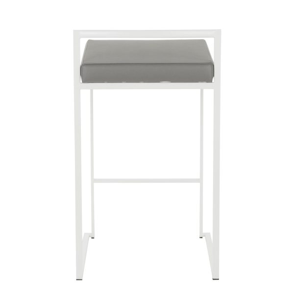 Fuji 26 White Metal Grey Faux Leather Contemporary Stools Set of 3 6